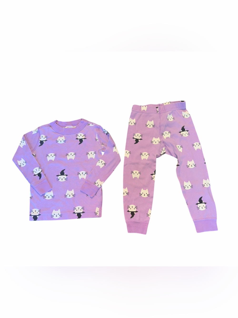 Hanna Andersson Halloween Pajama Set - Purple with Cats in Witch Hat Print, 3T